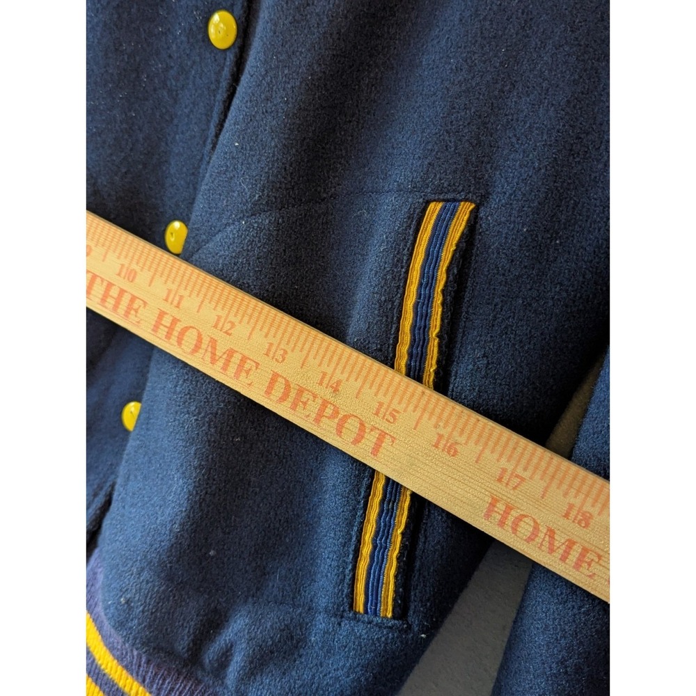 Vtg 1979 Varsity Blue Gold Jacket cheerleader Wool Blend Sz 36 "Laura" & "MCH" - Picture 11 of 13